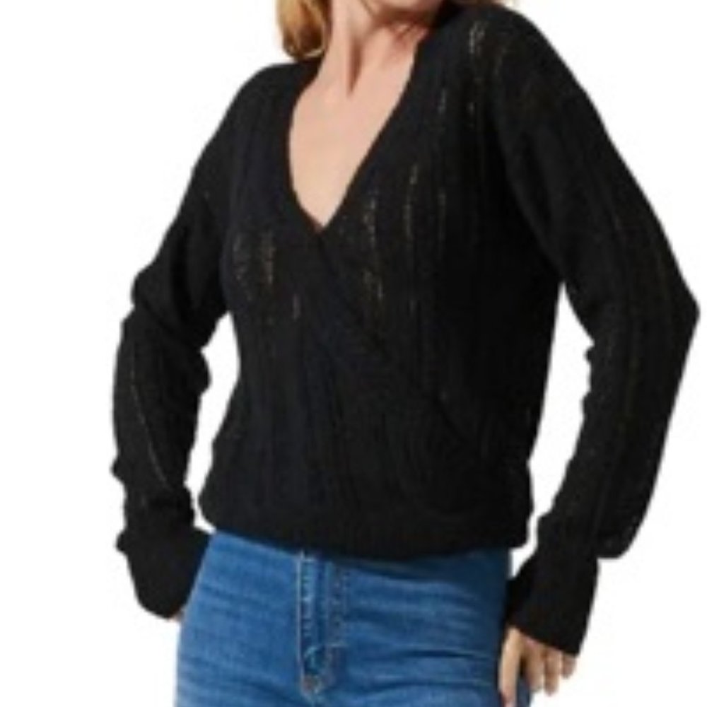 ASTR the Label Wrap Front Pointelle Sweater - NWT
